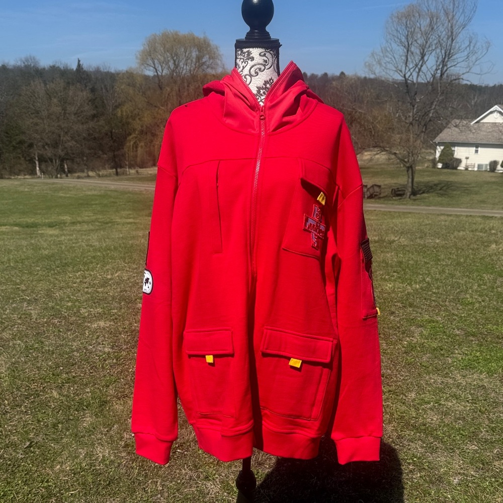 NWT Cookies Red Mile High Zip-Up Hoodie Sweatshirt with Vented Hood